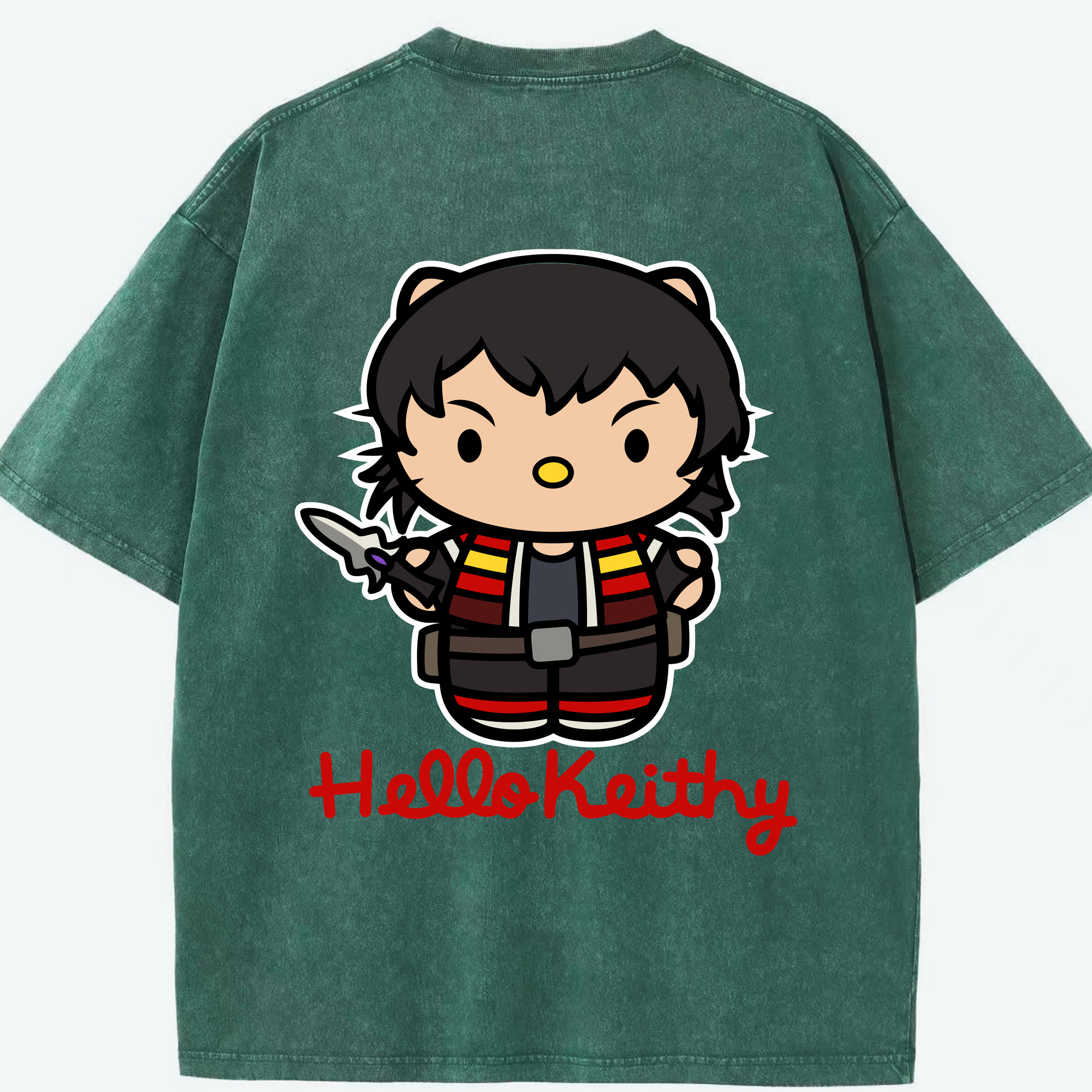 （画像用） Hello Kitty ハローキティ 綿100% ヴィンテージ風 半袖Tシャツ（背面プリント）